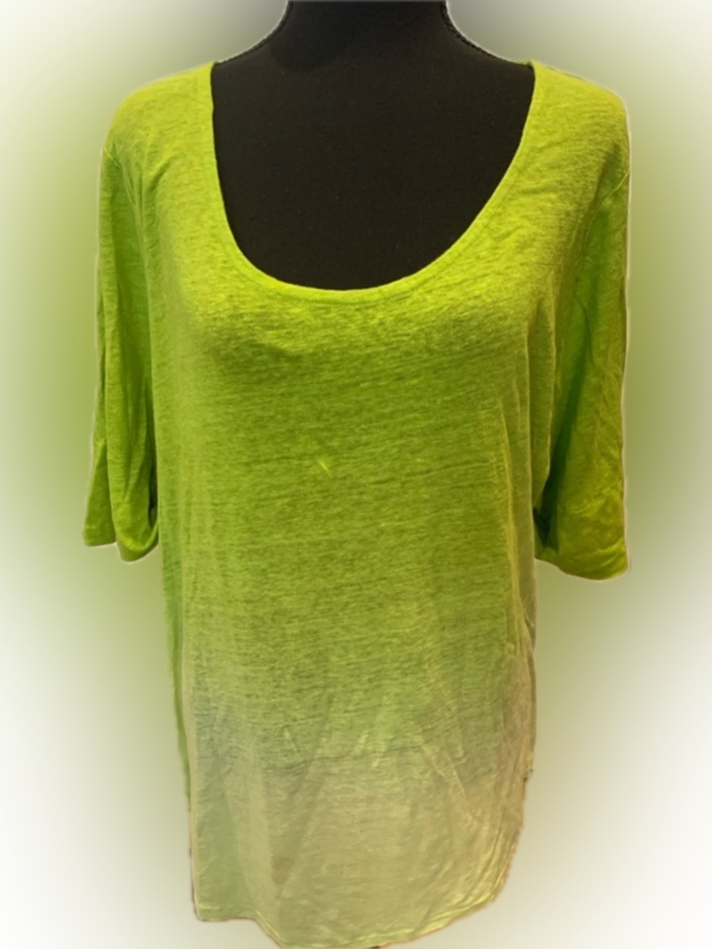 Lauren Ralph Lauren Lime Green Ombre Linen Top